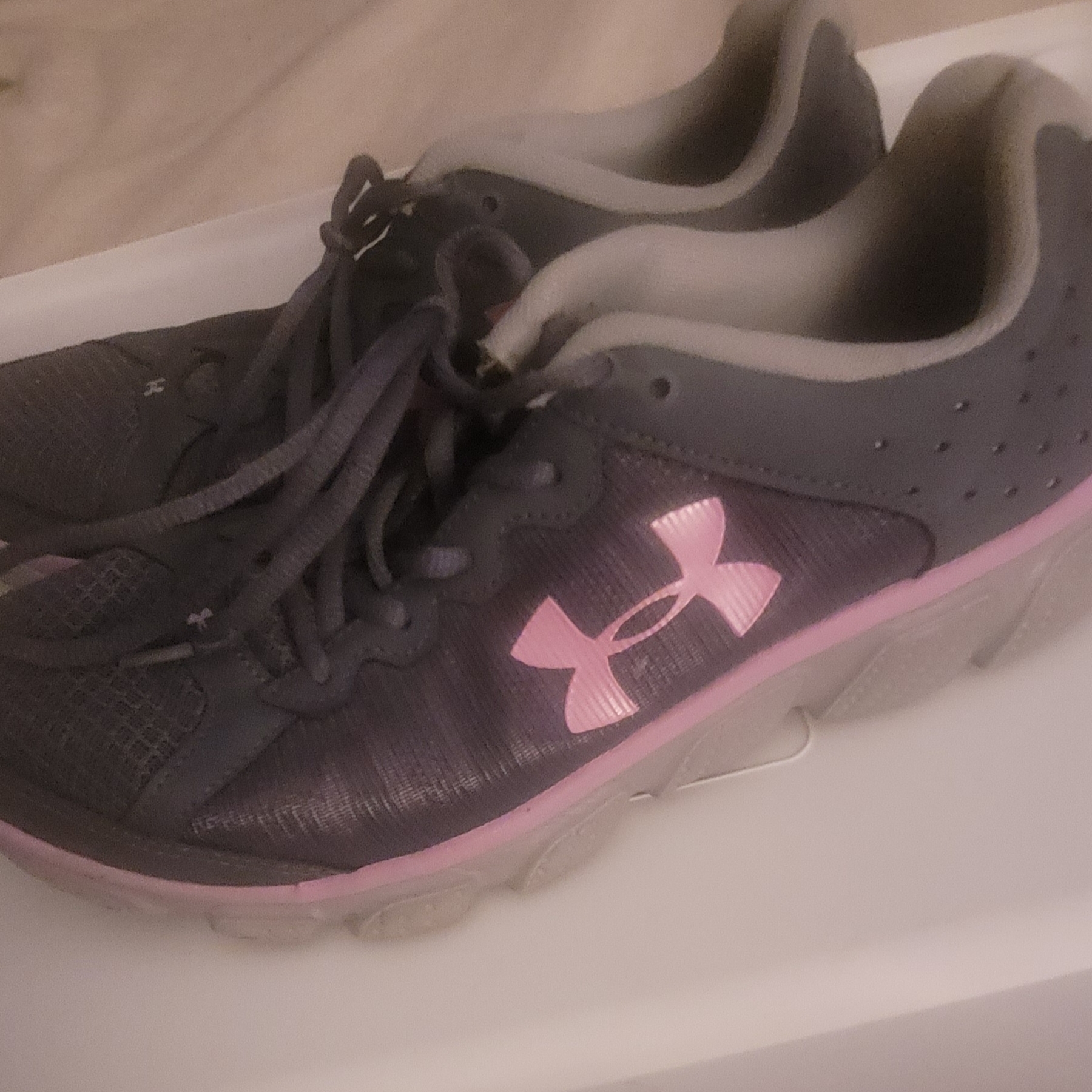 Under Armour Charcoal And Pink Sneakers